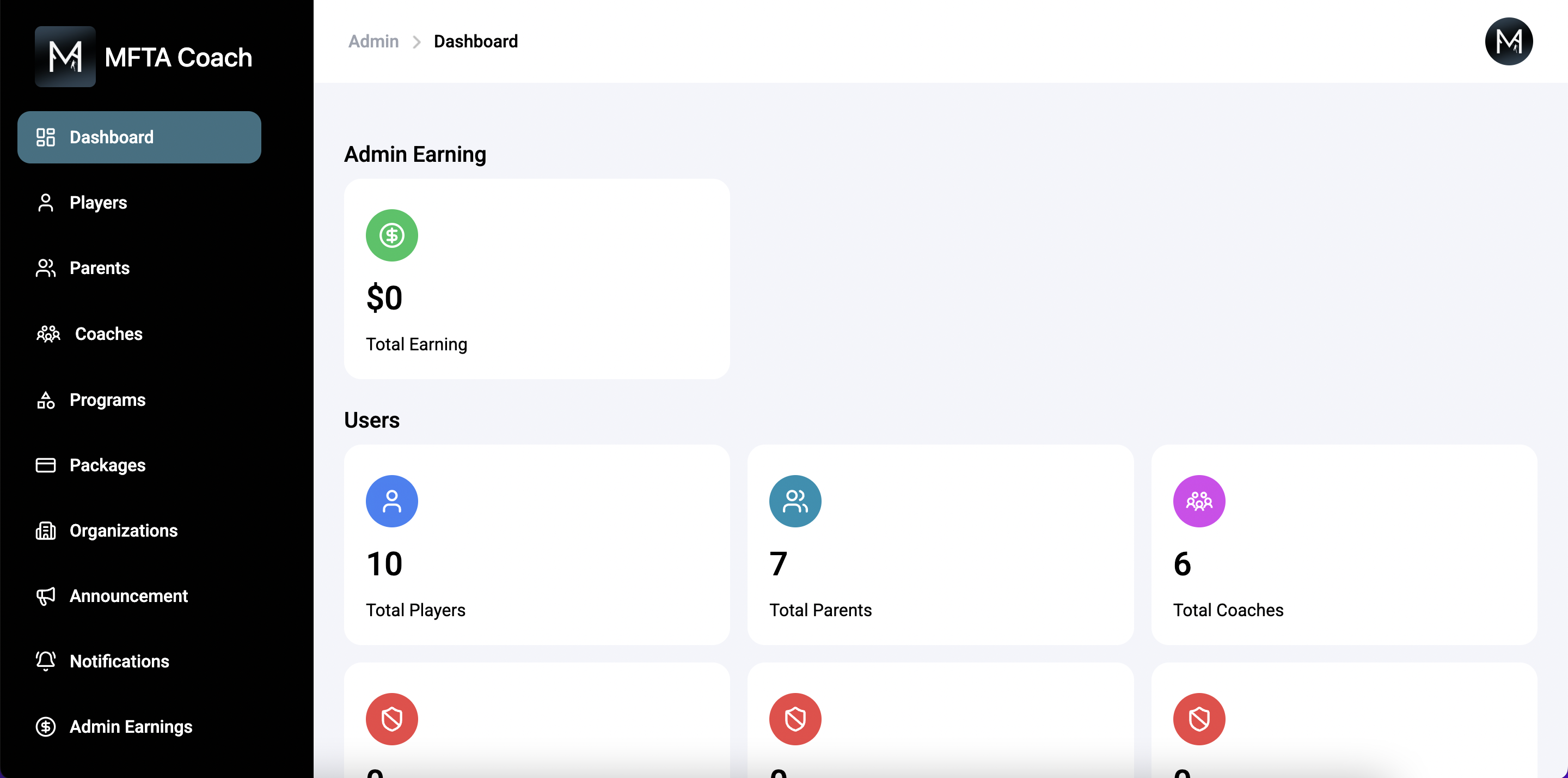 CoachPro Admin Dashboard